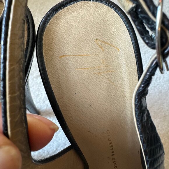 Giuseppe Zanotti Platform Heels Peep Toe Pumps Black crocodile leather - Picture 6 of 8